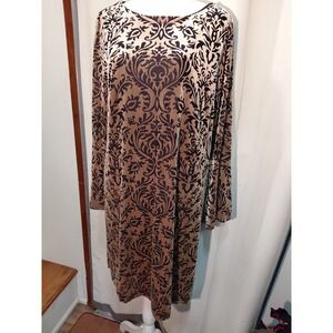 Brown  Velvet Burnout Dress Witchy Whimsigoth Fairy Grunge Bell Sleeve Victorian